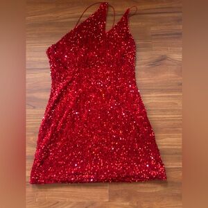 SHEIN Red Sequin Midi Dress